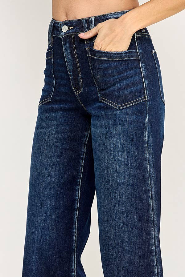 P7117W-DK HIGH RISE PATCH POCKET WIDE LEG