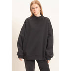 Enzyme Washed Mock Neck Sweatshirt