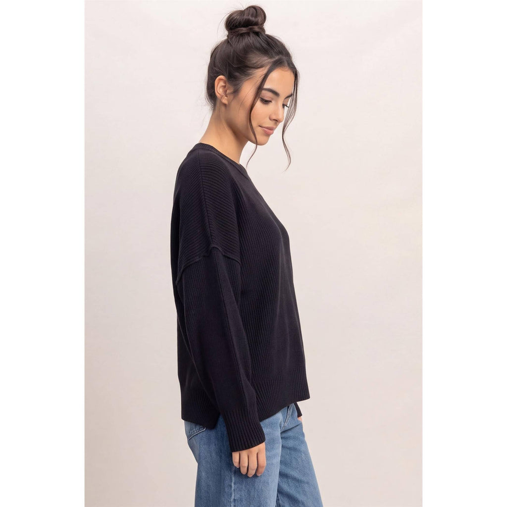 Ribbed Crew Neck Sweater