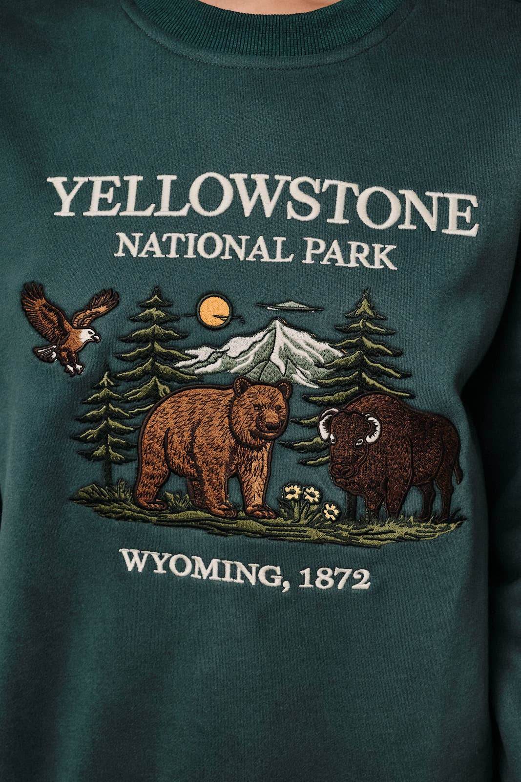 Yellowstone National Park Embroidered Crewneck Sweatshirt