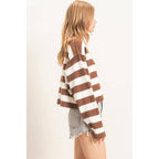 Striped Boat Neck Knit Sweater