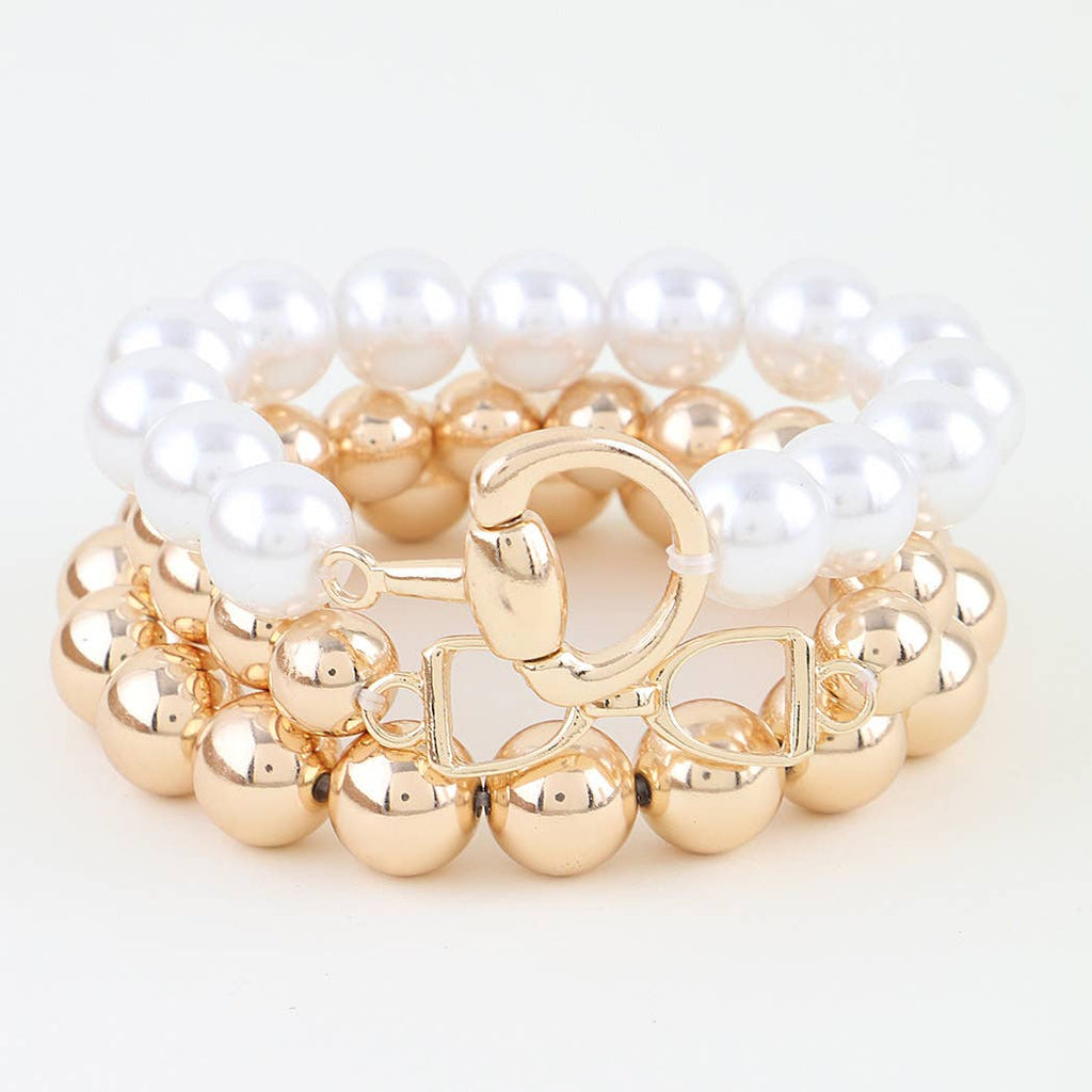Multi Polished Toggle Beaded Bracelet
