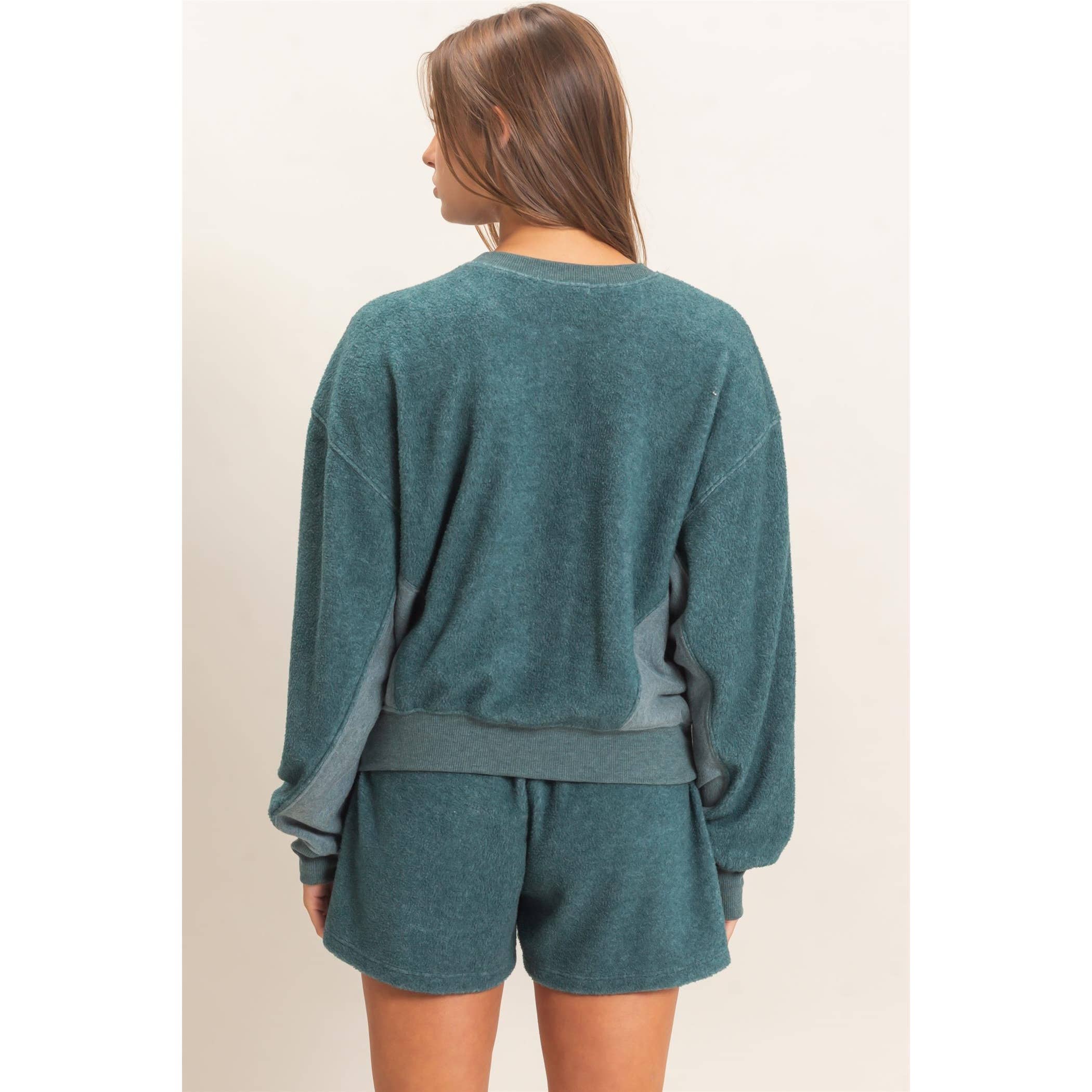 Contrast Sweatshirt & Shorts Set