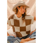 CHECK PLAID CASUAL SWEATER TOP