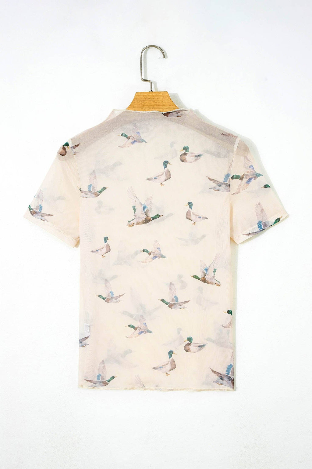 PRETTY BASH Sheer Mallard Mesh Short Sleeve Top