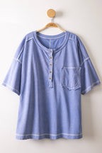 NT12336-Mineral Washed Oversized Comfy Knit Top