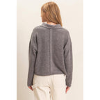 Ribbed Collared Pullover Top