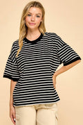Striped Knit Top Casual Relaxed Fit
