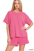 Corded Rib Short Sleeve Tee And Short Pants Set