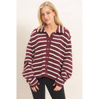 Striped Button Front Cardigan