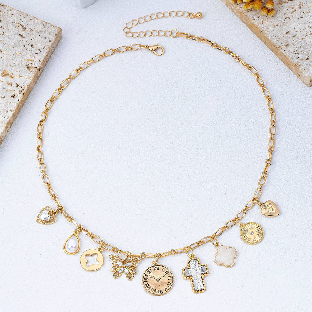 Eclectic Celestial & Vintage Charm Necklace | 80N93123