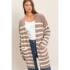 Open Front Stripe Cardigan