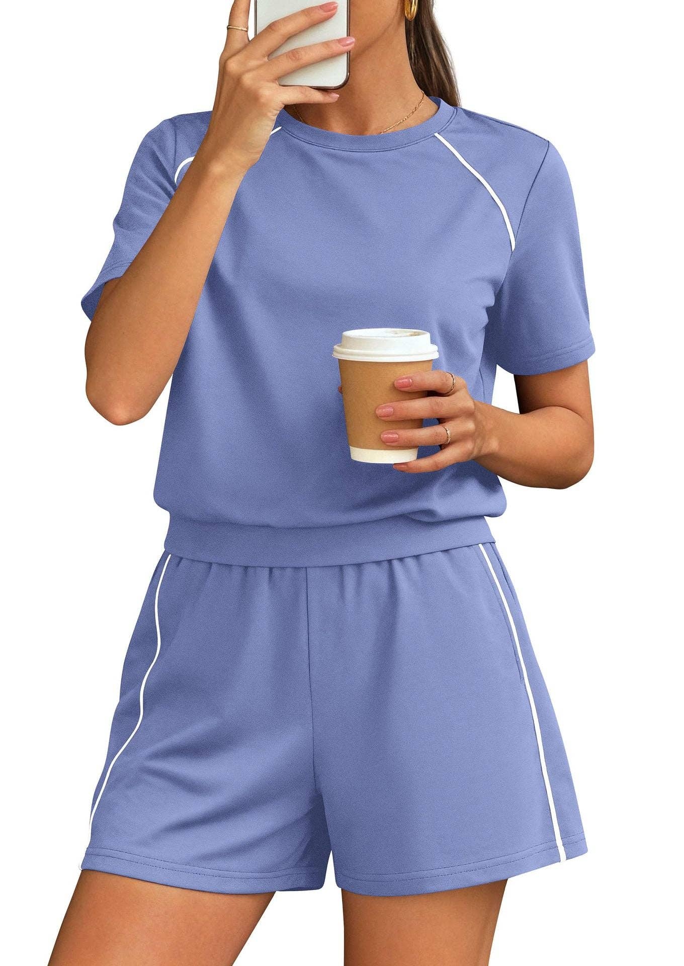 Athleisure Contrast Trim Two Piece Lounge Set