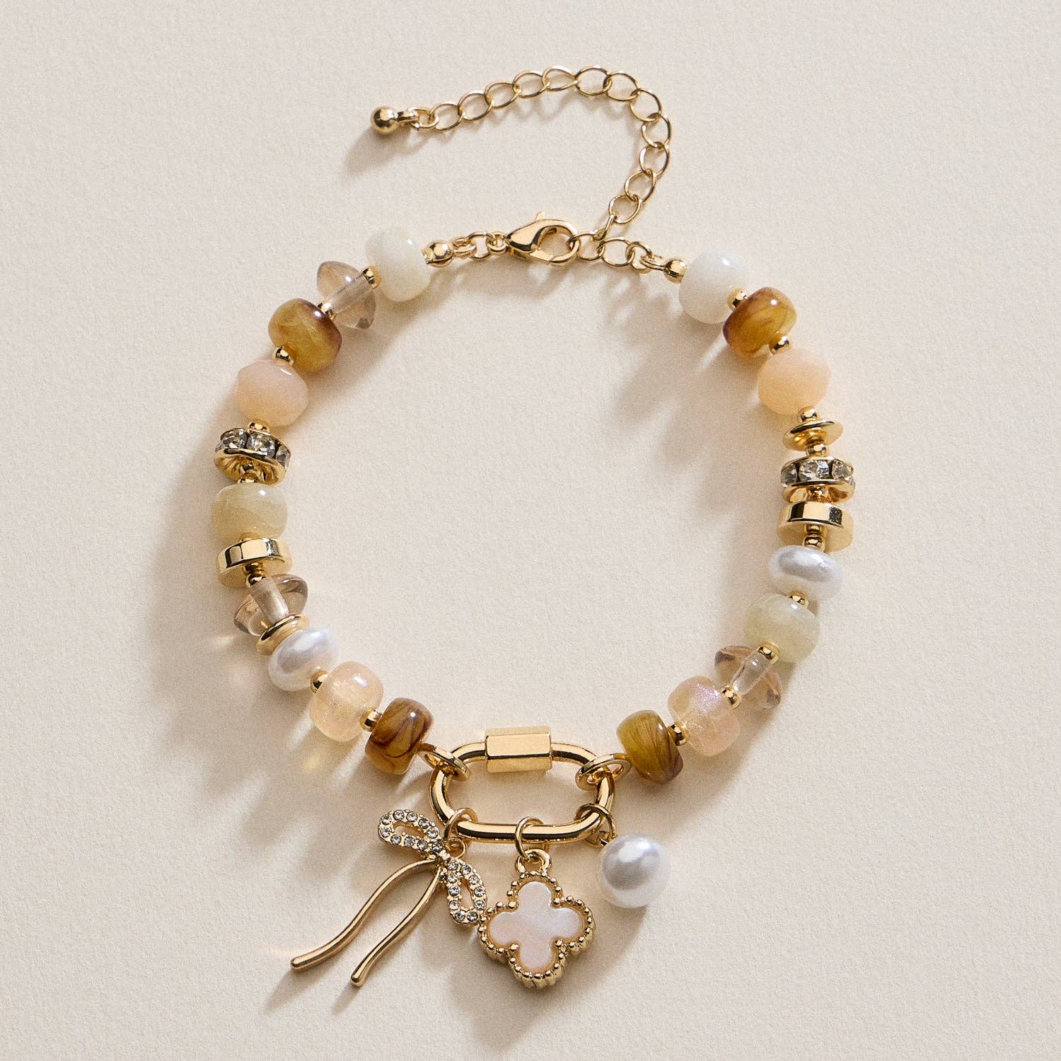 Vibrant Beaded Bracelet | Gold-Tone Trio Charms