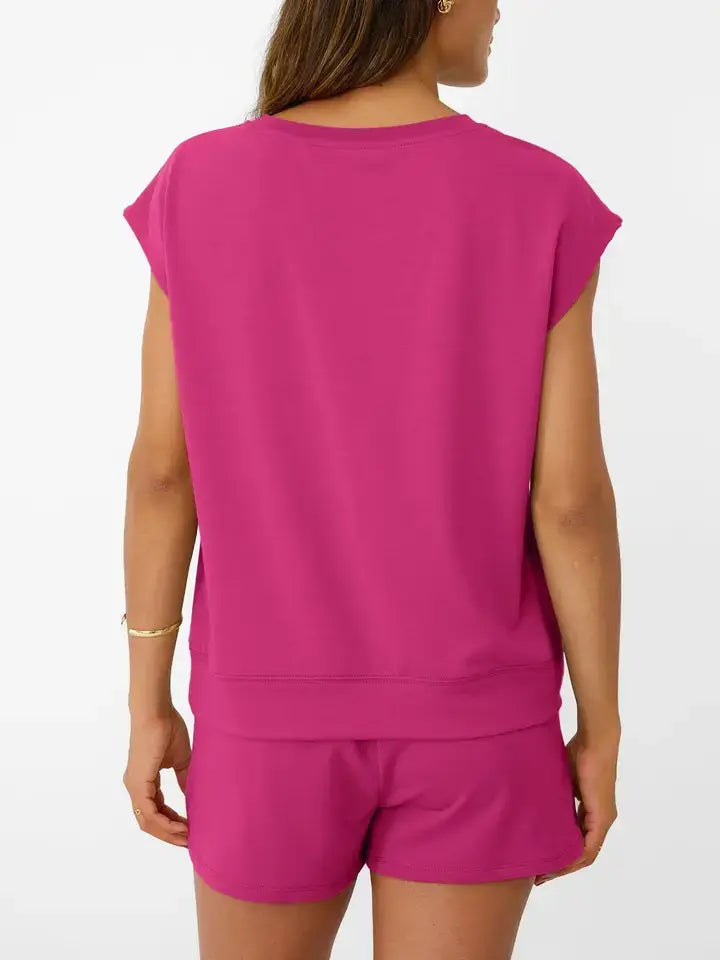 Casual Short Sleeve Top and Shorts Summer Set