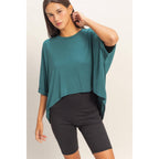 Relaxed High-Low Batwing Sleeve Top