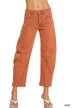 High Rise Barrel-leg Color Denim Pants