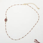 Football Charm Accent Dainty Beaded Game Day Chain Necklace