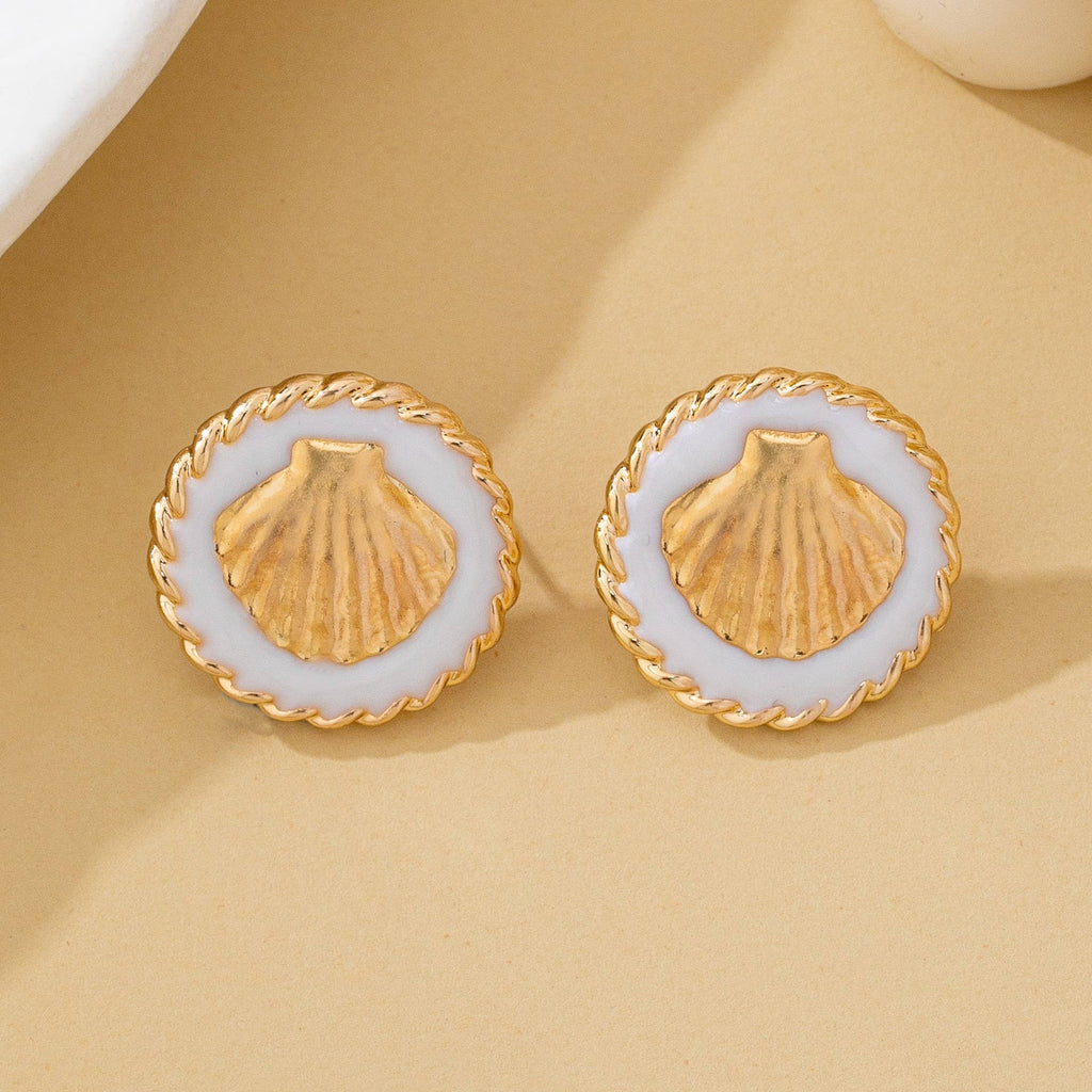 Nautical Seashell Enamel Stud Earrings | 80E62125