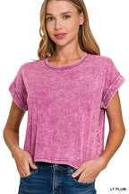 Washed Cotton Short Sleeve Top - Zenana