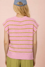 12W3319N-Striped Knit Sweater Vest Top