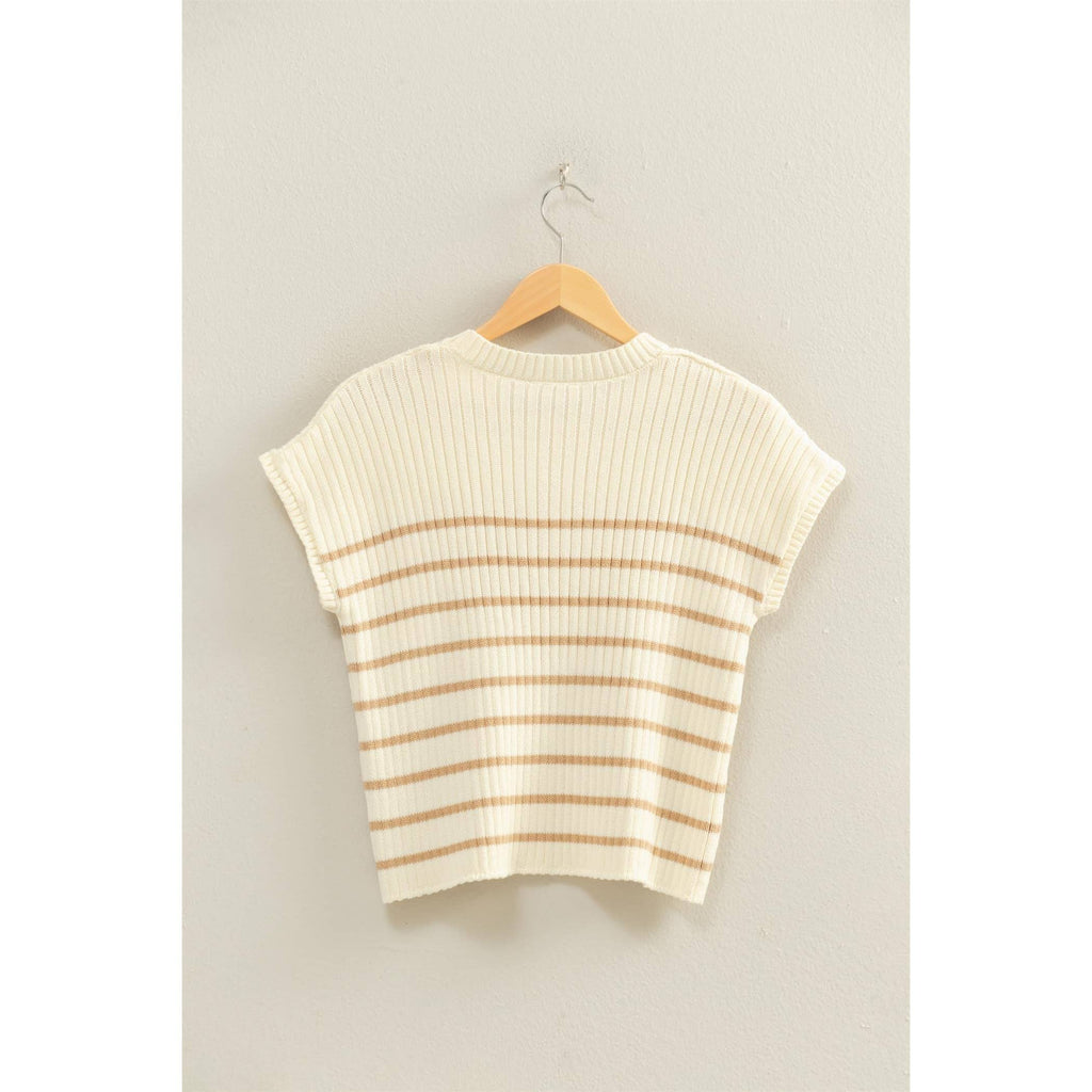 Sleeveless Ribbed Striped Knit Top