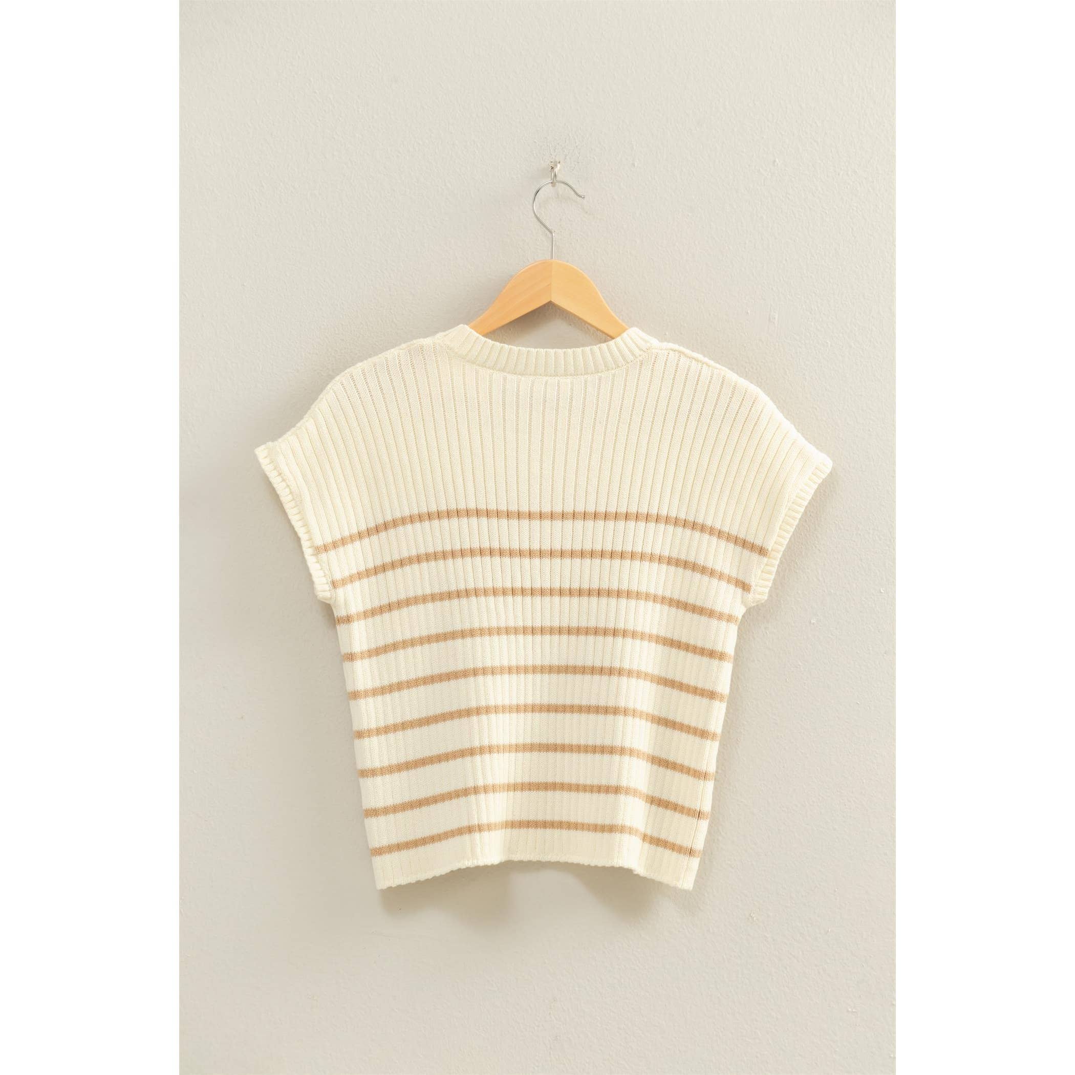 Sleeveless Ribbed Striped Knit Top