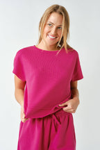 Luxe Sand Wash Rib Classic Tee Set