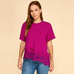 Asymmetrical Lace Trim Top B