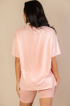 Loose Fit Top Oversize Shirts And Bike Shorts Set