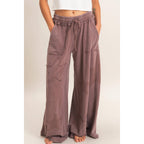 Mineral Wash Star Patch And Print Wide Leg Pants