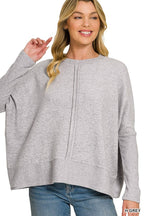 Brushed Melange Hacci Center Seam Oversized Sweater