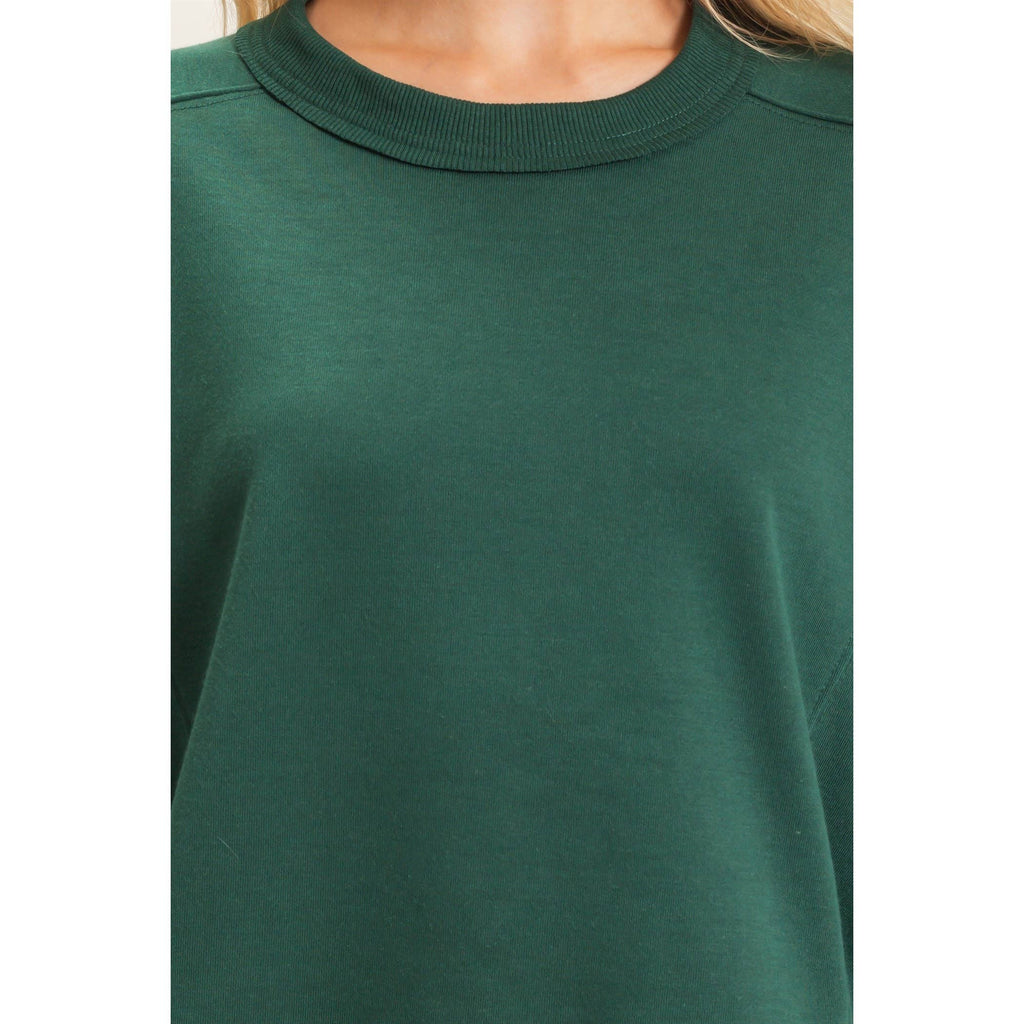 Ribbed Crew Neck Sweatshirt