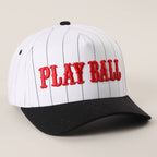 PLAY BALL Pinstripe Embroidered Trucker Hat