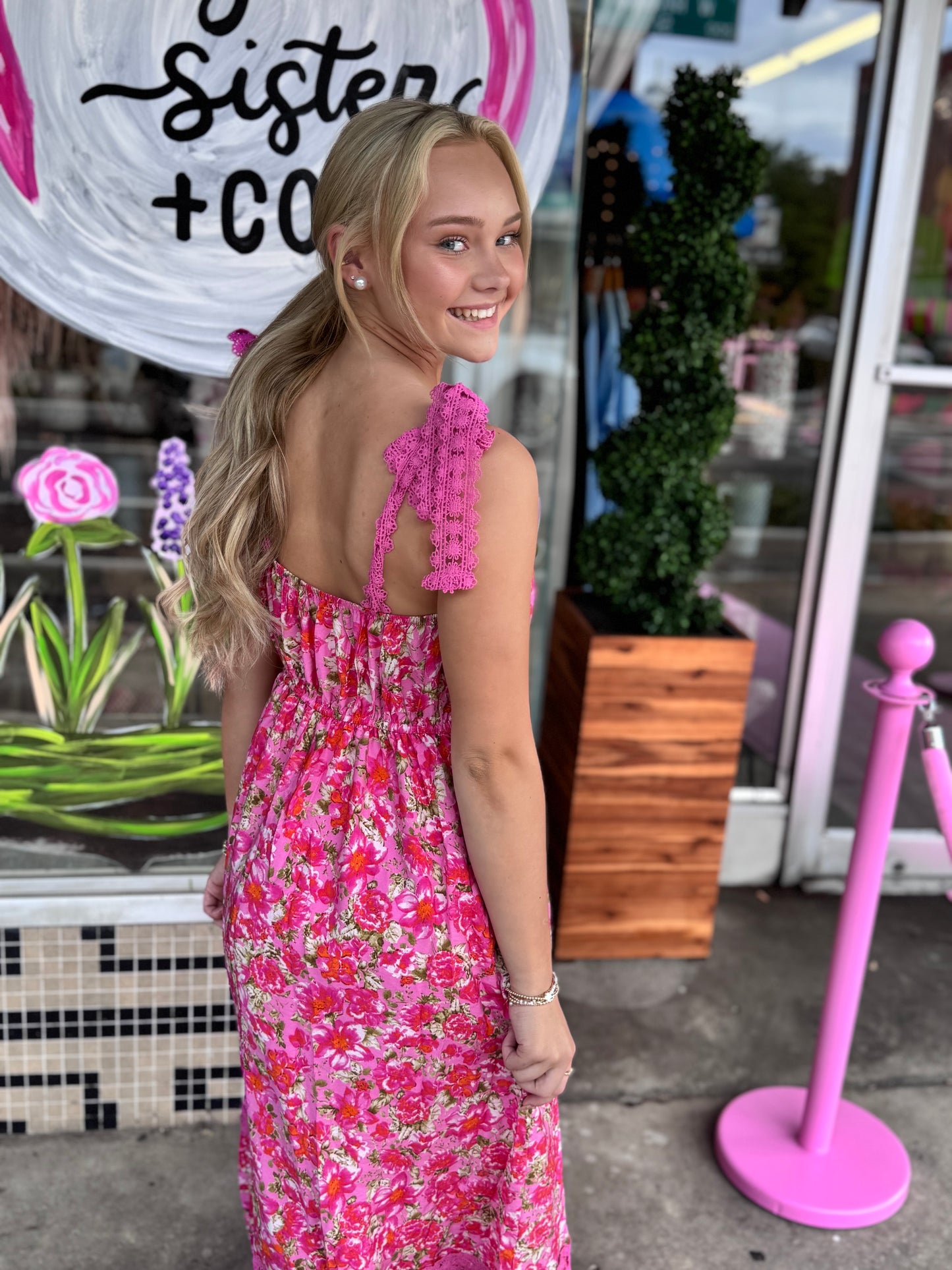 Floral Lace Tied Strap Empire Waist Maxi Dress | 3 Colors