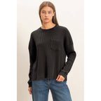 Mineral Wash Waffle Long Sleeve Top