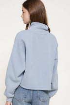 Long Sleeve Ribbed Mock Neck Inner Brushed Sweatshirt