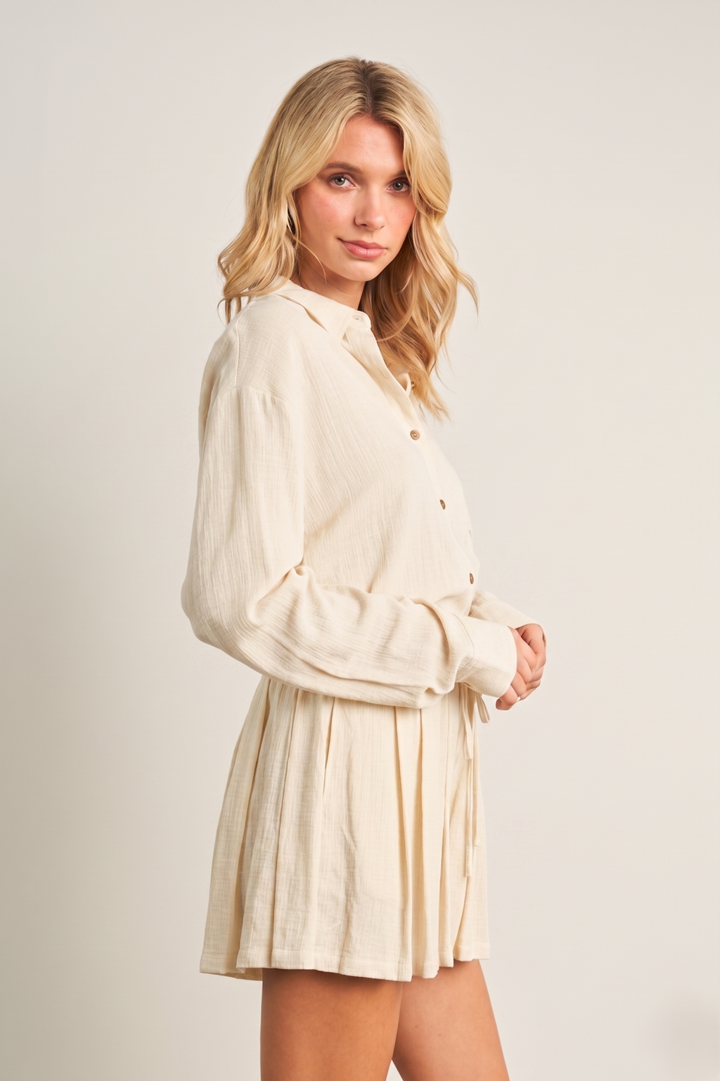 7891SET-Button-Down Shirt & Ruffle Shorts Set