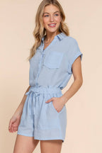 Dolman Short Sleeve Shirt & Shorts Linen Effect Set