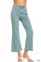 Acid Wash High Waist Frayed Hem Bootcut Pants