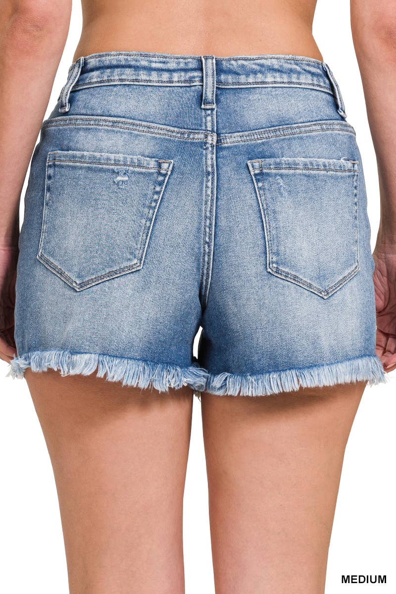 Frayed Hem Denim Shorts