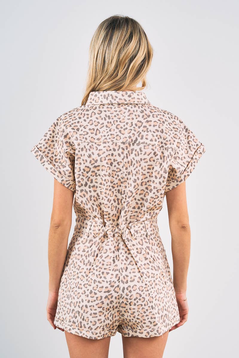 7904-Short Sleeve Leopard Print Romper