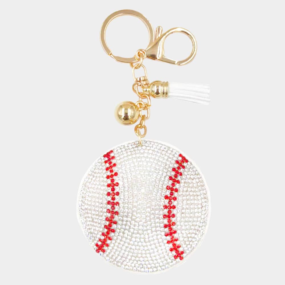 Bling Baseball Tassel Keychain