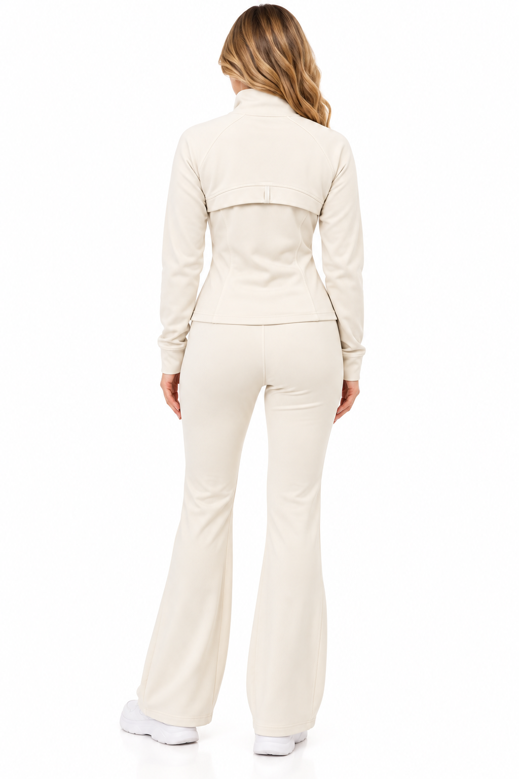 Fleece lined define gold zipper jacket with flare pants set