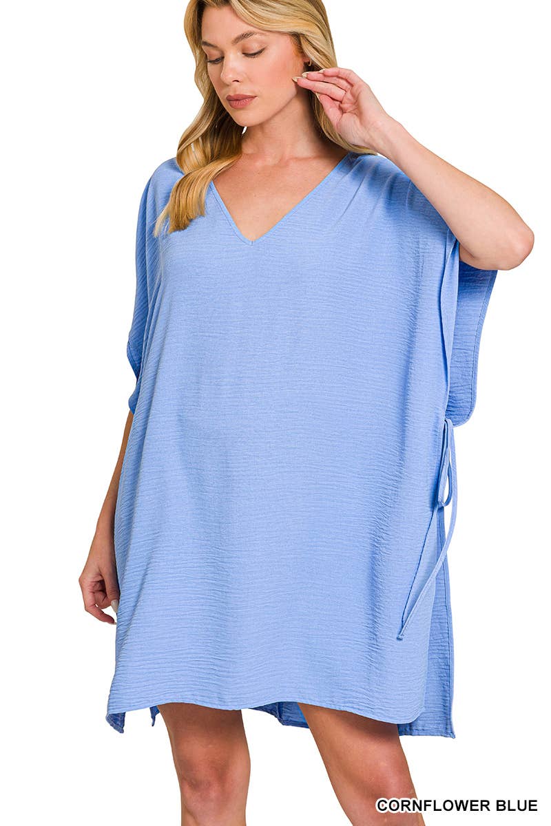 Woven Air Flow Tie Side Cover Up Dress