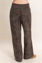 Leopard Print Wide-leg Pants
