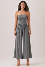 JR56941C - V SHAPE DROP WAIST TUBE JUMPSUIT