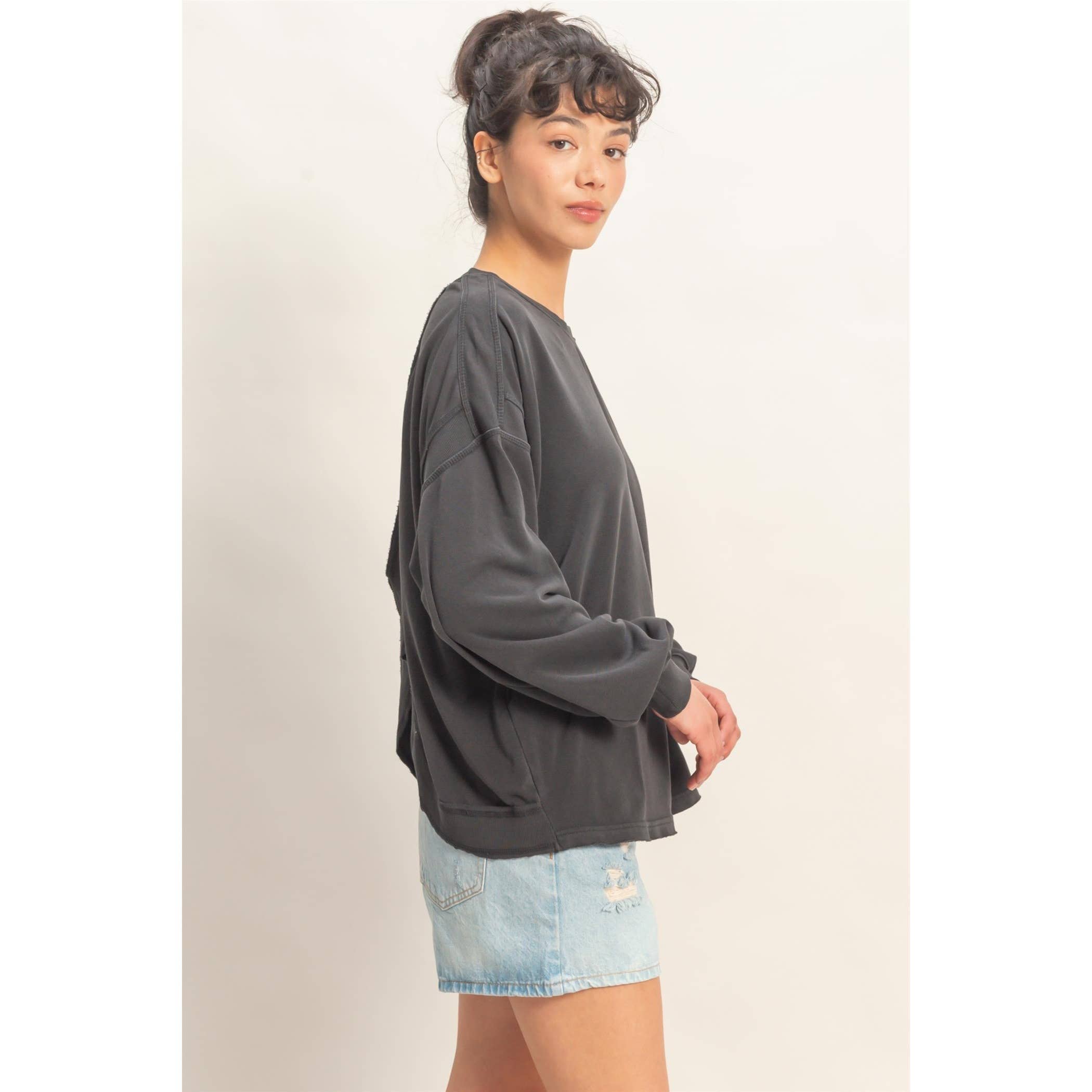 Oversized Cross Detail Open Back Sweatshirt