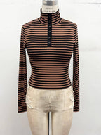 Striped Mock Neck Henley Lounge Set