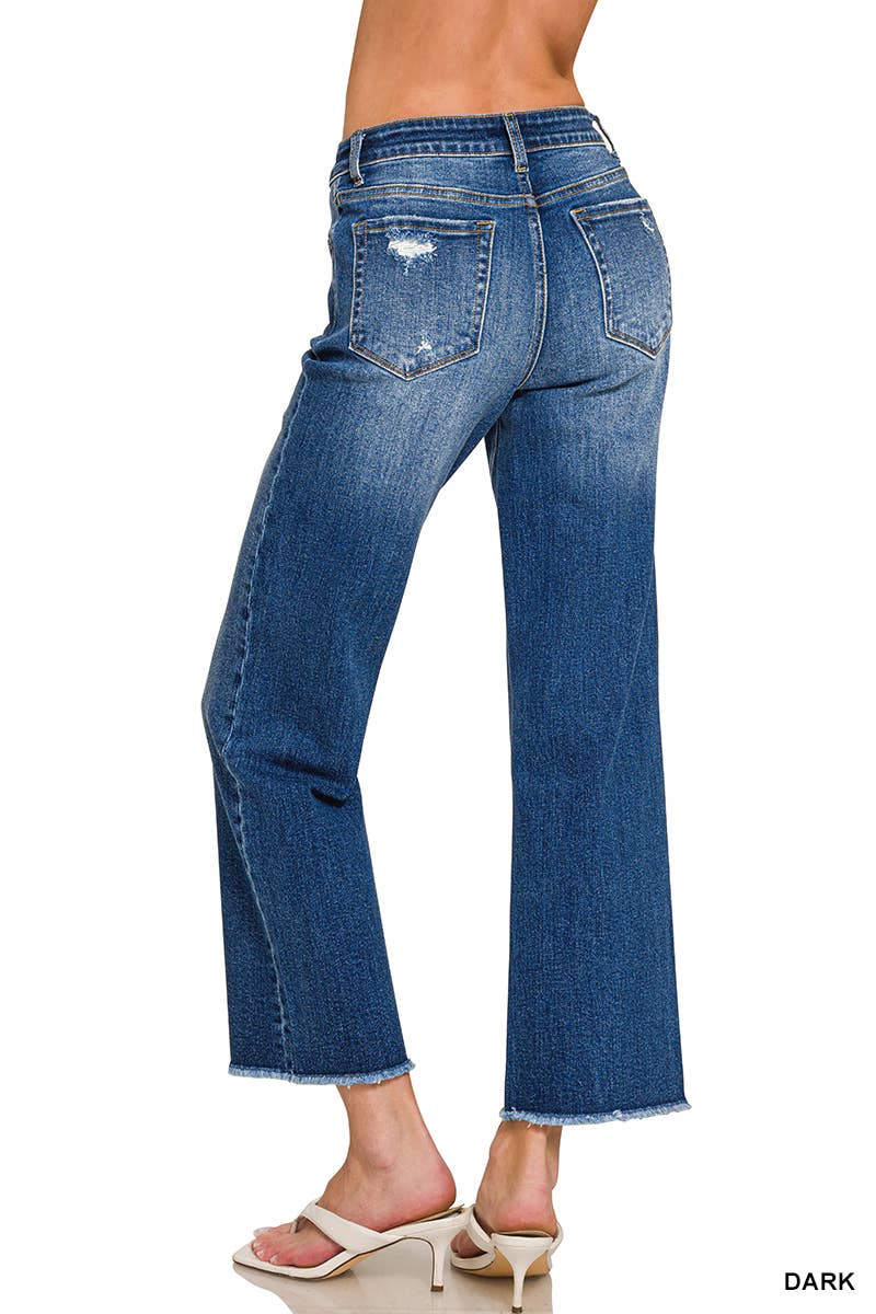 0827 High Waist Straight Leg Dark Wash Denim Pants SI-28061 Zenana